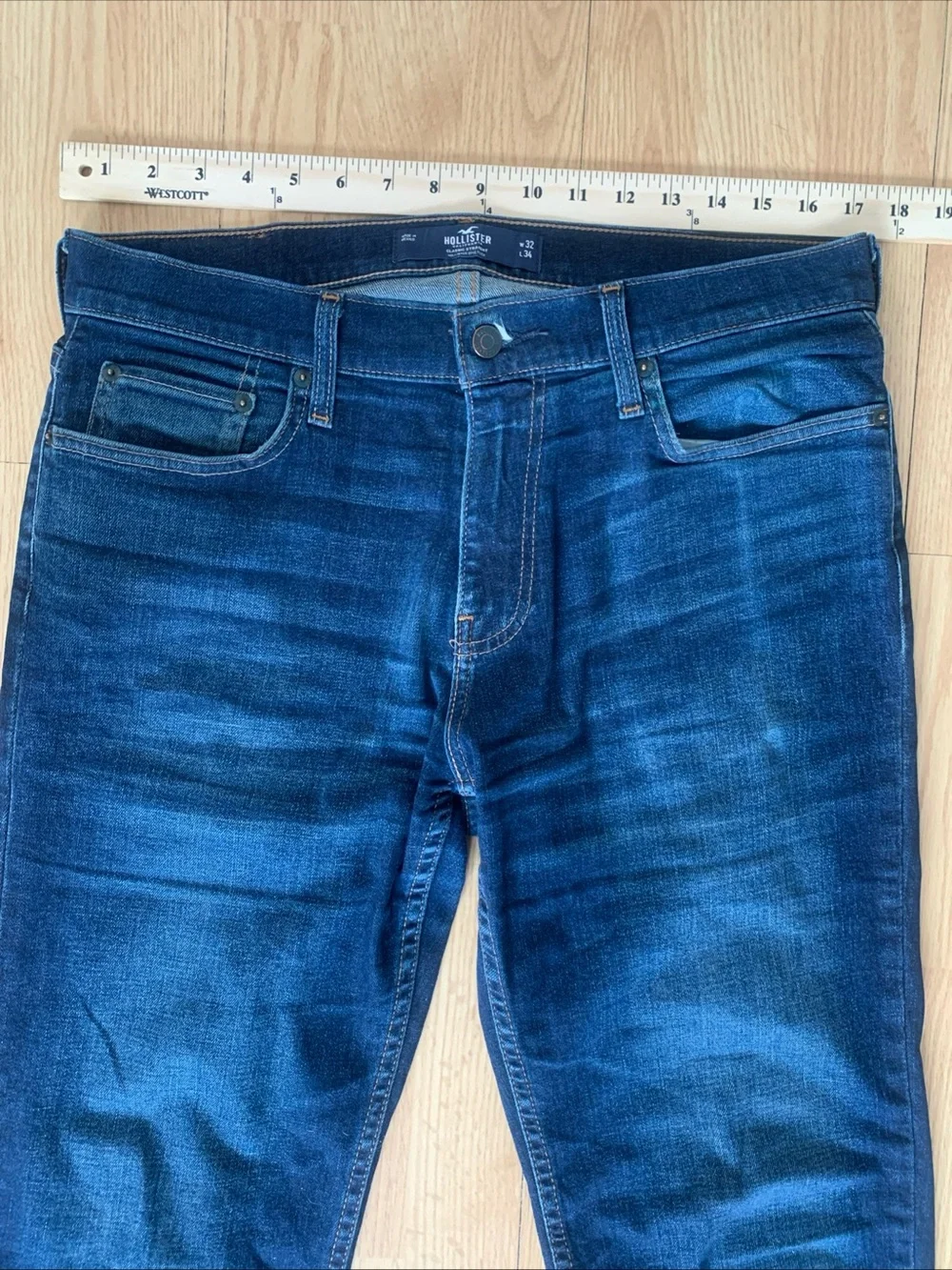 Hollister California Men’s Straight Leg Dark Denim Blue Jeans Epic Flex 32x34